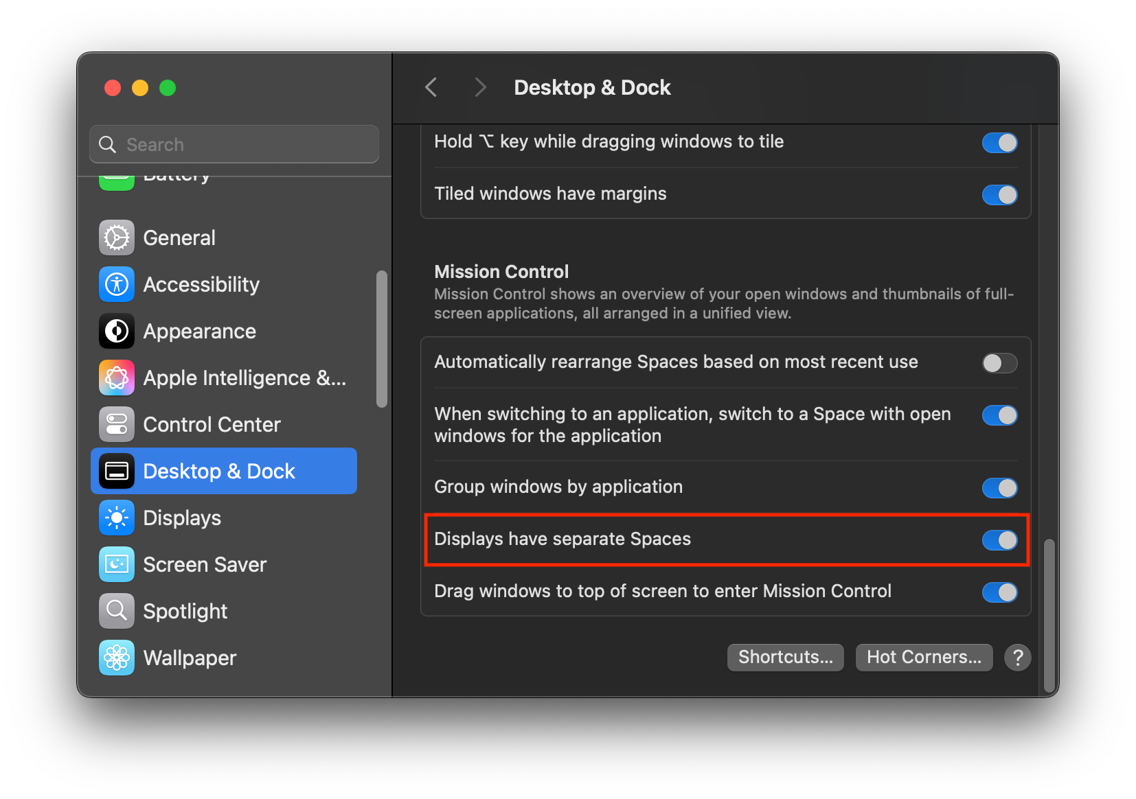 Displays Have Separate Spaces